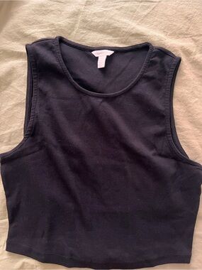 Organic Basics Black Ribbed Crop Tank